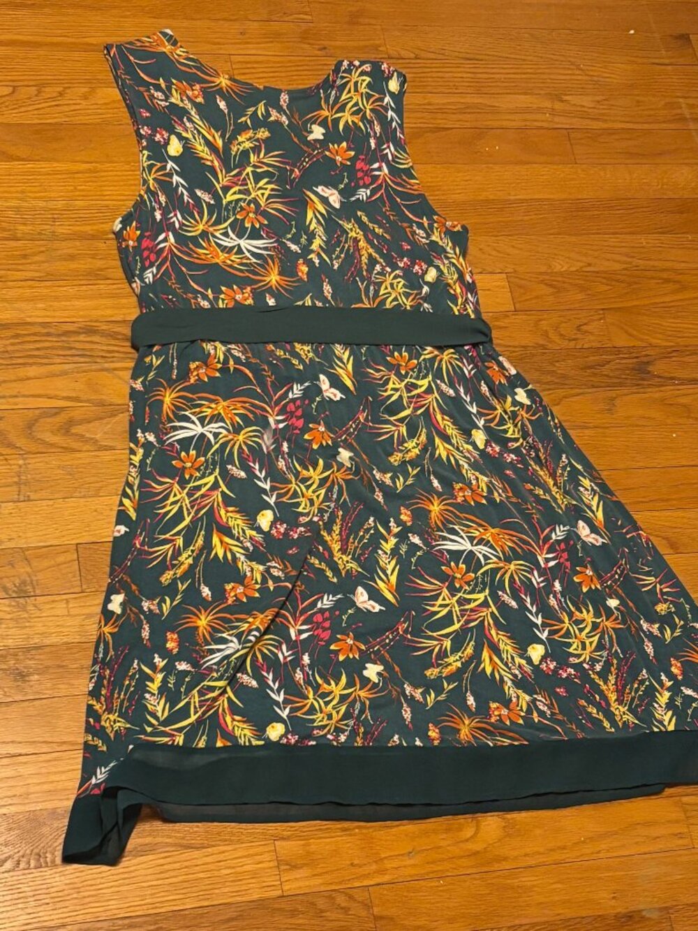 ModCloth Tropical Floral Flowers Butterflies Jersey Dress XL - Picture 8 of 10